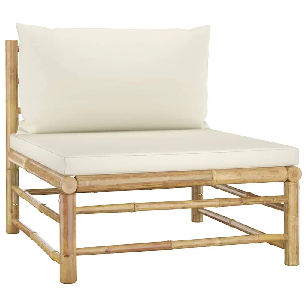 Bamboo Garden Lounge Set 6 Piece Outdoor Furniture Modular Patio Sofa Cream