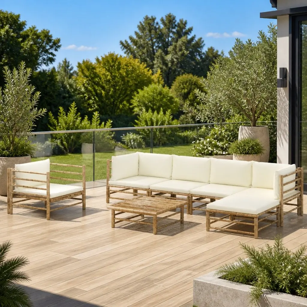 7-Piece Modular Bamboo Garden Lounge Set