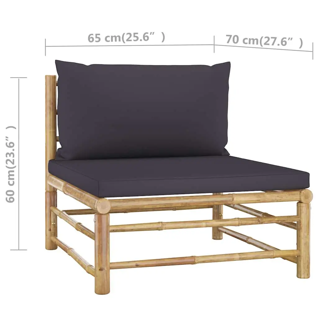 Bamboo Modular Garden Lounge Set, 4 Pieces with Cushions