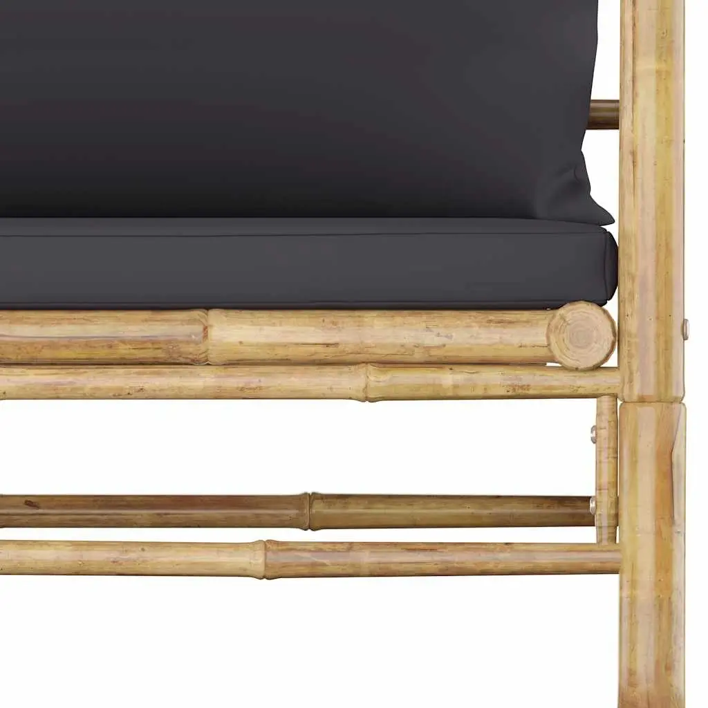 5 Piece Bamboo Garden Lounge Set Modular Outdoor Furniture with Grey Cushions