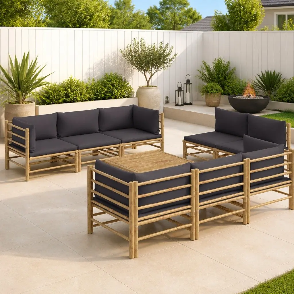 9 Piece Bamboo Garden Lounge Set