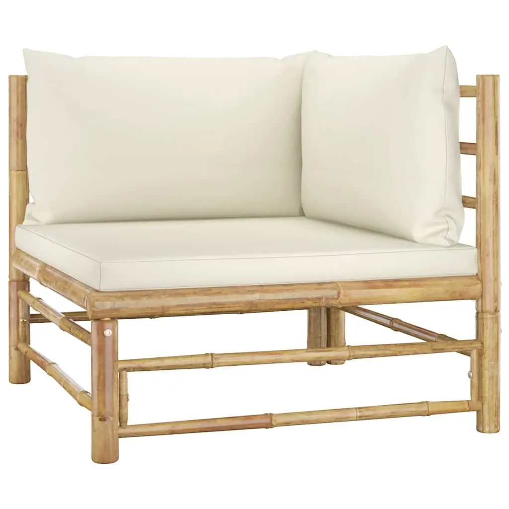 Garden Lounge Set Modular Outdoor Furniture 8 Piece Bamboo with Cream Cushions