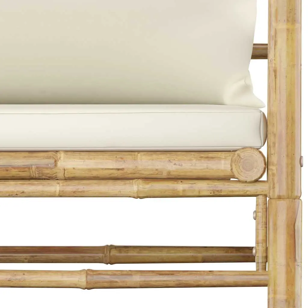 Garden Lounge Set Modular Outdoor Furniture 8 Piece Bamboo with Cream Cushions