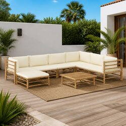 8 Piece Modular Bamboo Lounge Set with Cushions