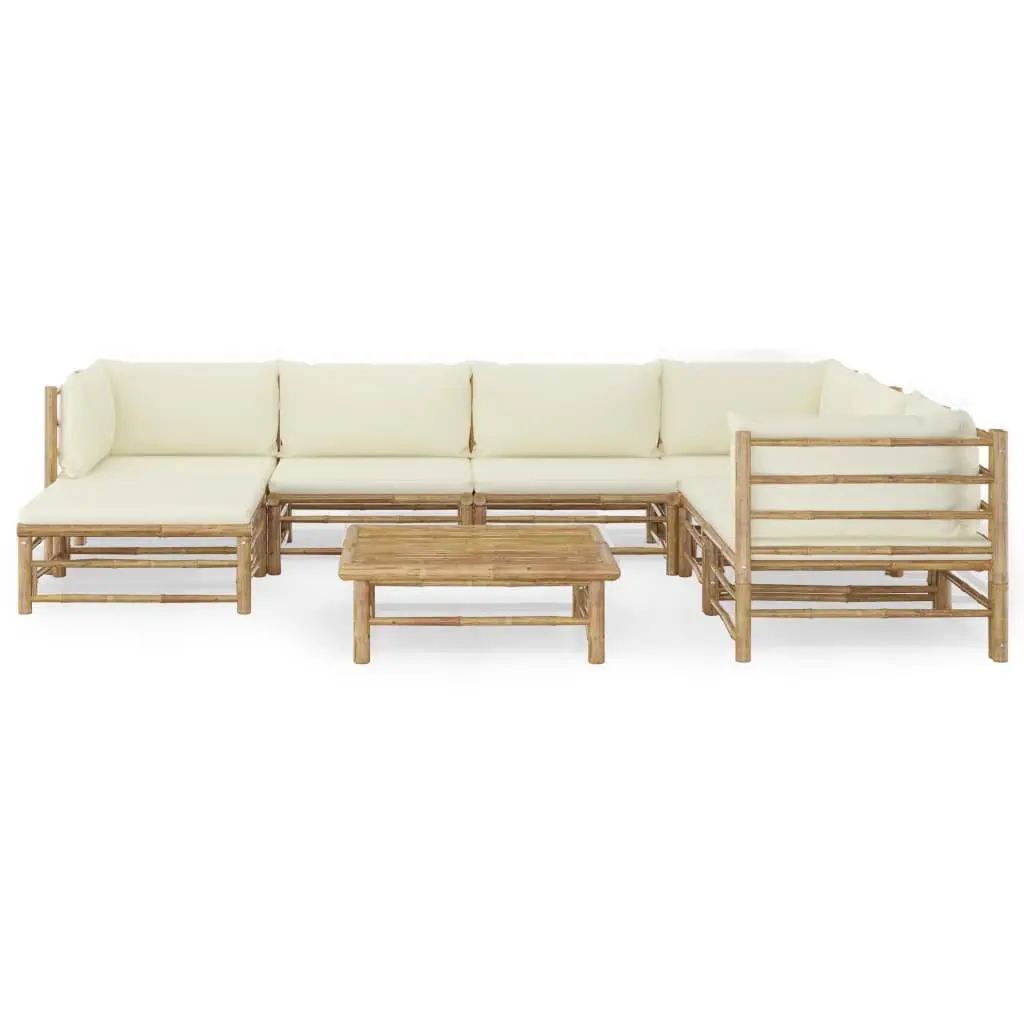 8 Piece Modular Bamboo Lounge Set with Cushions
