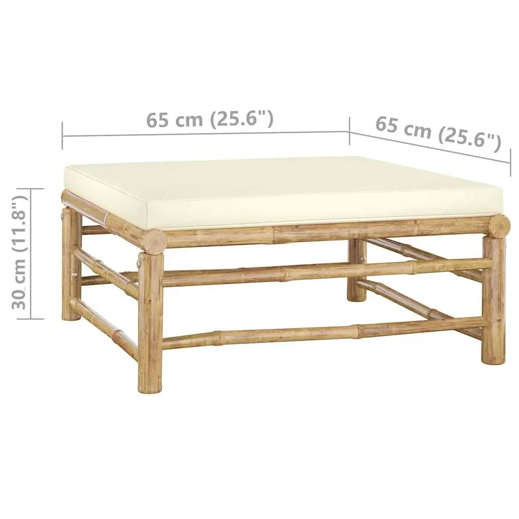 Bamboo Garden Lounge Set Outdoor Furniture 10 Piece Cream White Cushions
