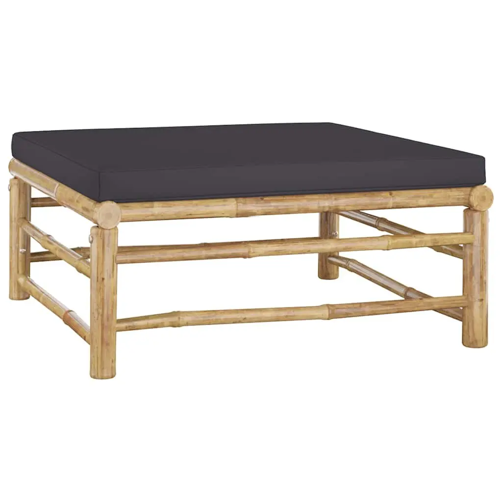 Garden Lounge Set 10 Piece Bamboo Outdoor Furniture with Grey Cushions Modular