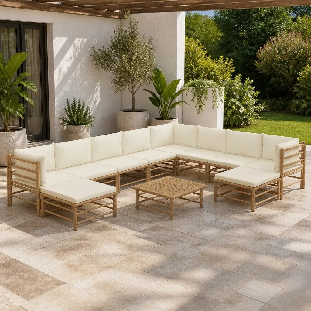 11 Piece Modular Bamboo Garden Lounge Set