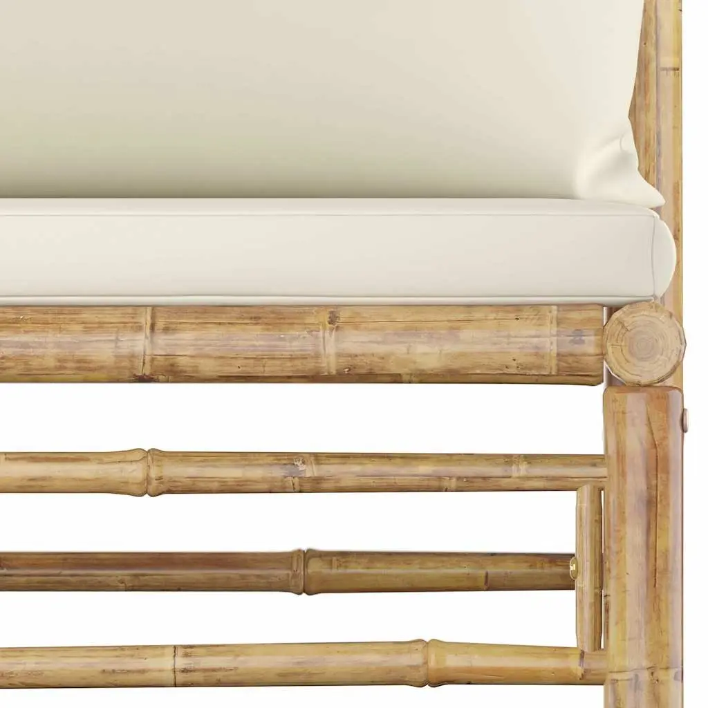 Bamboo Garden Lounge Set 12 Piece Outdoor Furniture Modular Cream Cushions