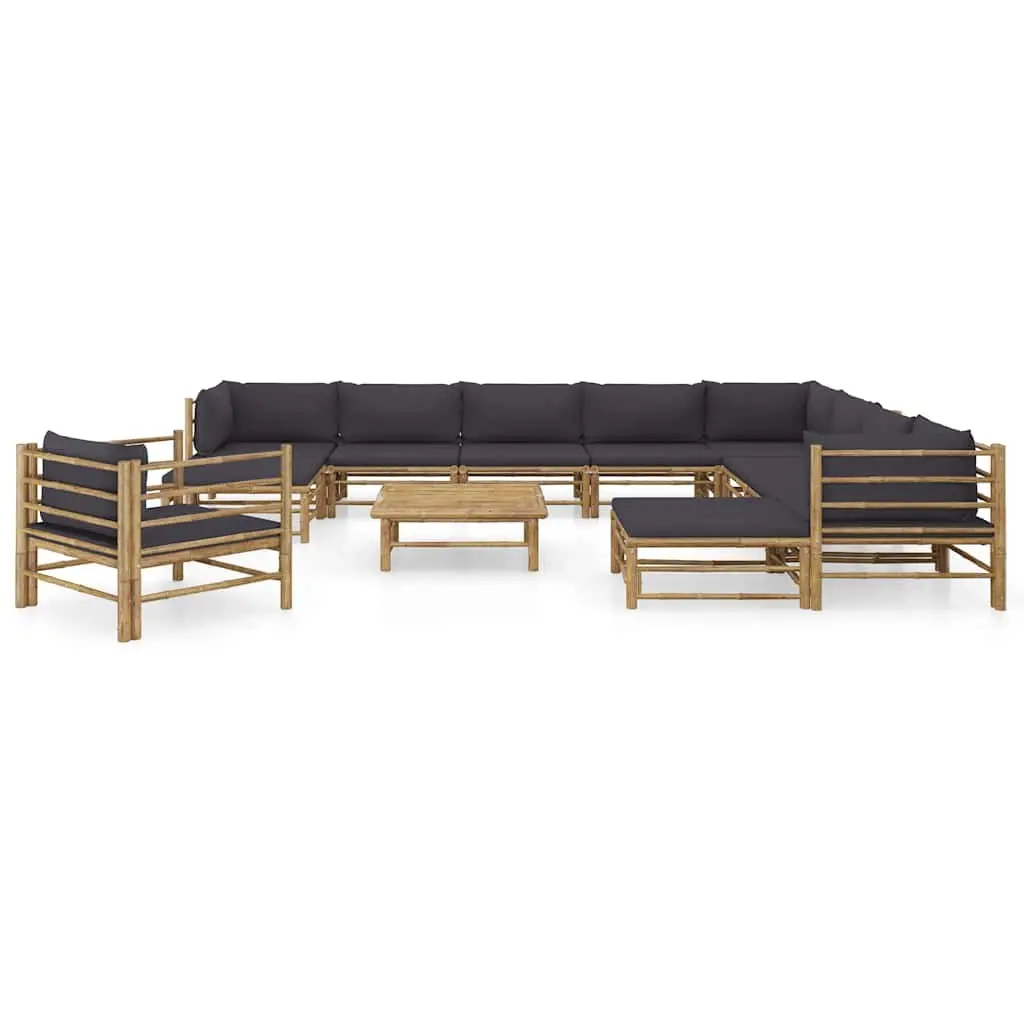 Garden Lounge Set Modular Outdoor Furniture 12 Piece Grey Cushions