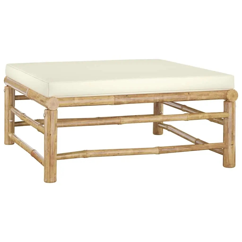 Bamboo Garden Lounge Set 6 Piece Outdoor Furniture Cream White Cushions Modular