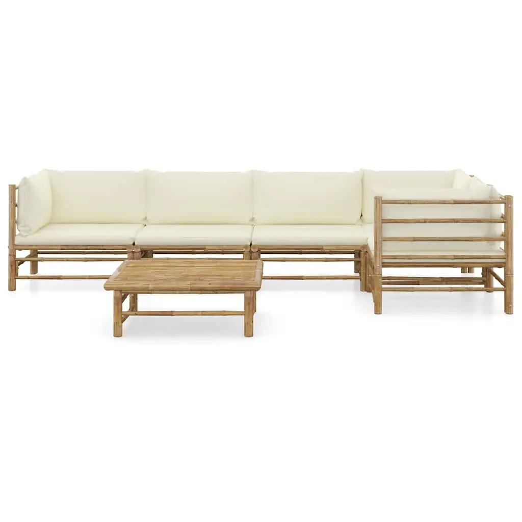 Garden Lounge Set Modular Sectional Outdoor Furniture 6 Piece Cream