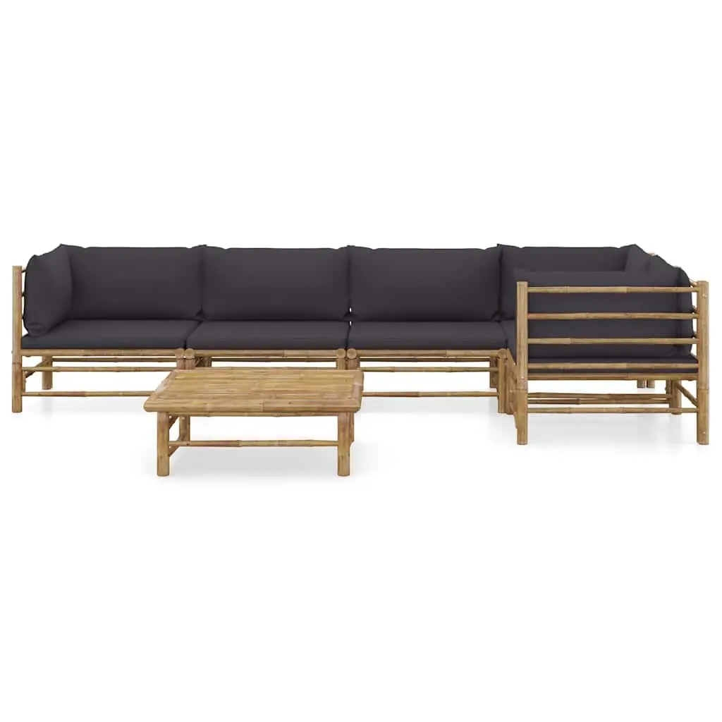 6-Piece Bamboo Garden Lounge Set Grey