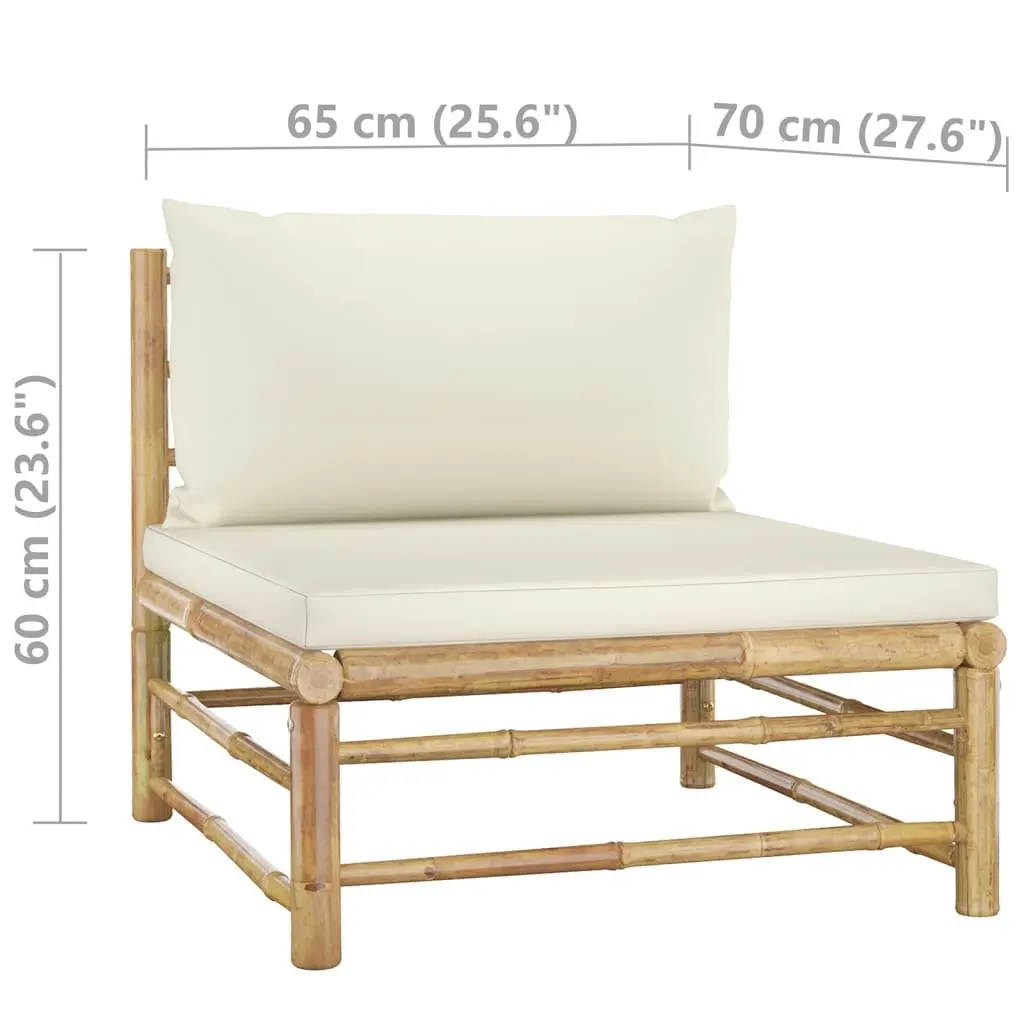ModularBambooLoungeSetOutdoorGarden5PieceCreamWhiteCushions