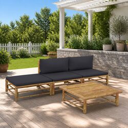 Bamboo Garden Lounge Set: Modular 4 Pieces with Cushions