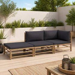 Bamboo Lounge Set Specifications: 3-Piece Modular Design