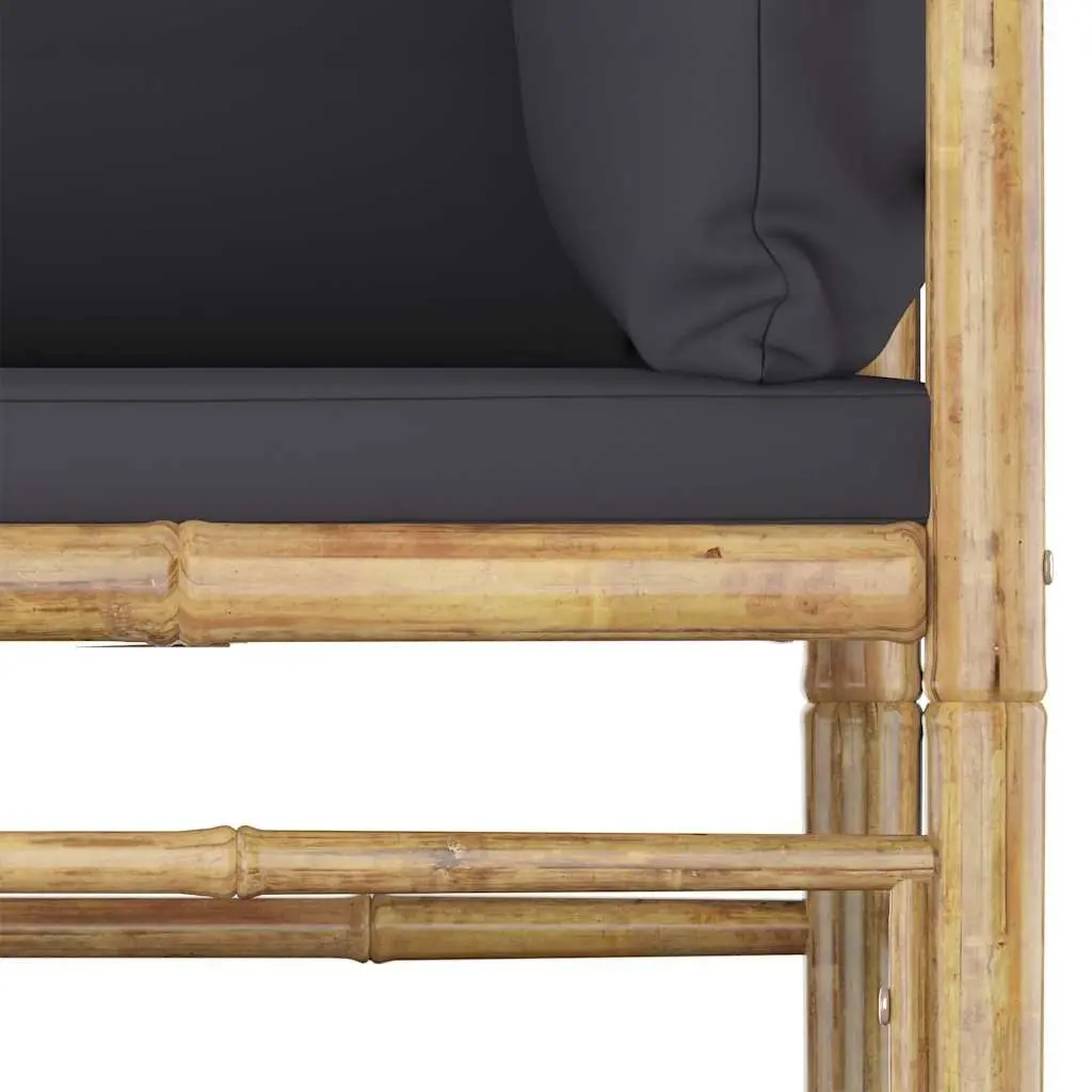 Bamboo Garden Lounge Set 7 Piece Outdoor Furniture with Grey Cushions Modular
