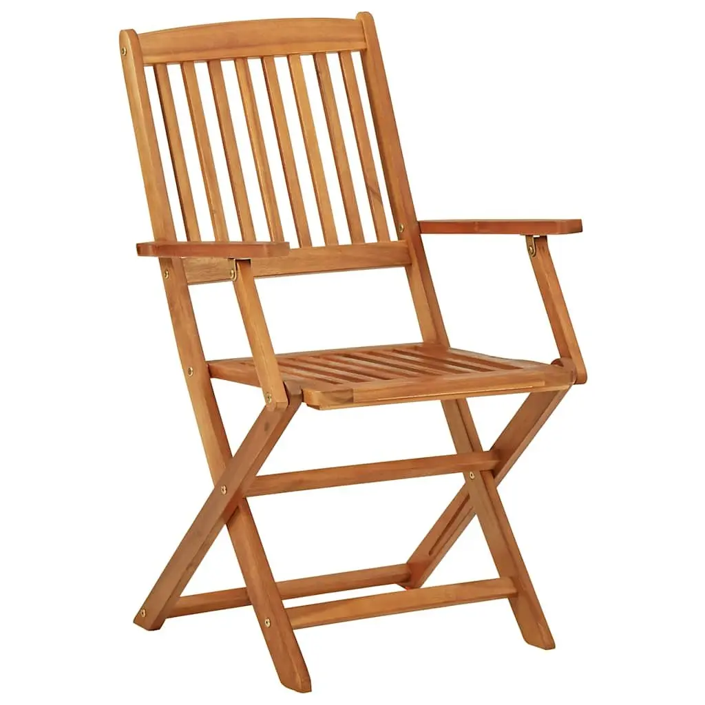 Folding Garden Dining Set 3 Piece Outdoor Furniture Table Chairs Brown Wood