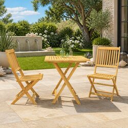 Folding Garden Dining Set - 3 Pieces of Solid Acacia Wood