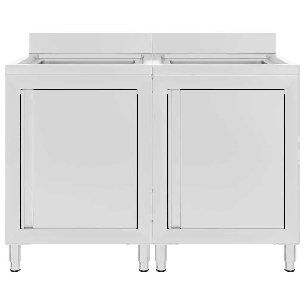 Commercial Stainless Steel Kitchen Sink Cabinet Set 2 Pieces 60 x 60 x 96 cm