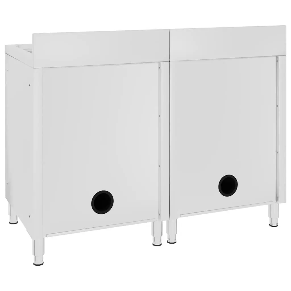 Commercial Stainless Steel Kitchen Sink Cabinet Set 2 Pieces 60 x 60 x 96 cm