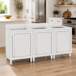 Stainless Steel Kitchen Sink Cabinet Set: 3-Piece Design