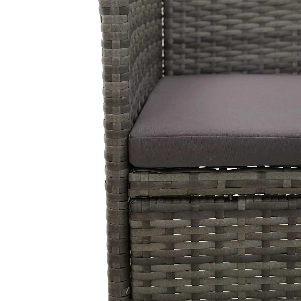 3 Piece Outdoor Dining Set for Garden Grey Poly Rattan Table and Chairs