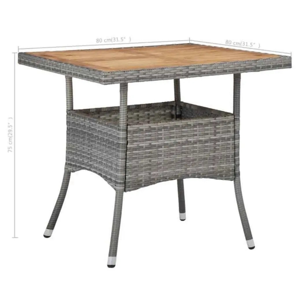 3 Piece Outdoor Dining Set for Garden Grey Poly Rattan Table and Chairs