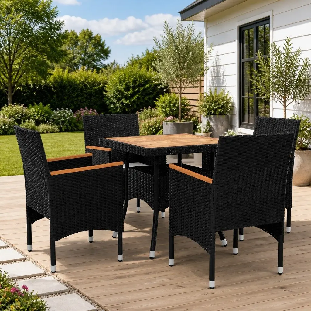 5-Piece Black Outdoor Dining Set
