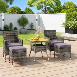5 Piece Outdoor Dining Set with Acacia Wood Table