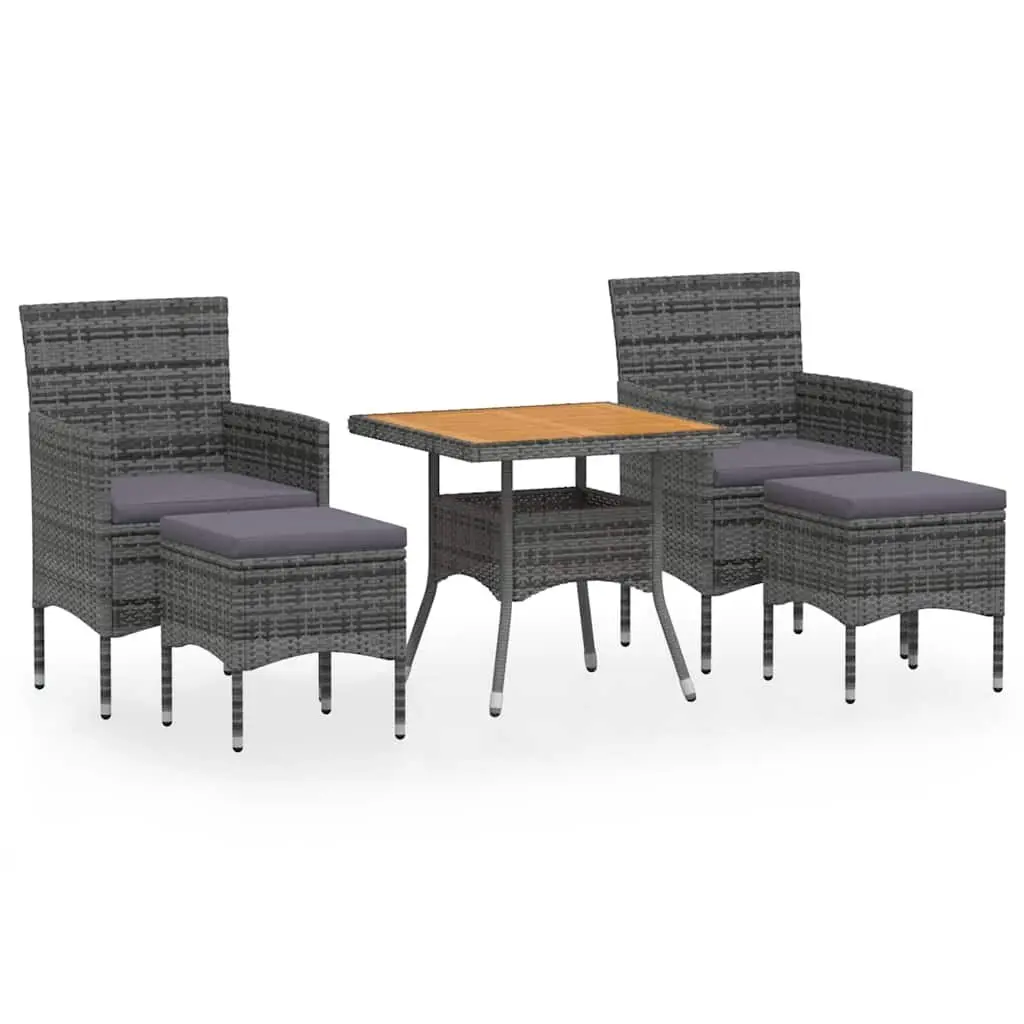 5 Piece Outdoor Dining Set Garden Furniture Rattan Chairs Table Grey Patio