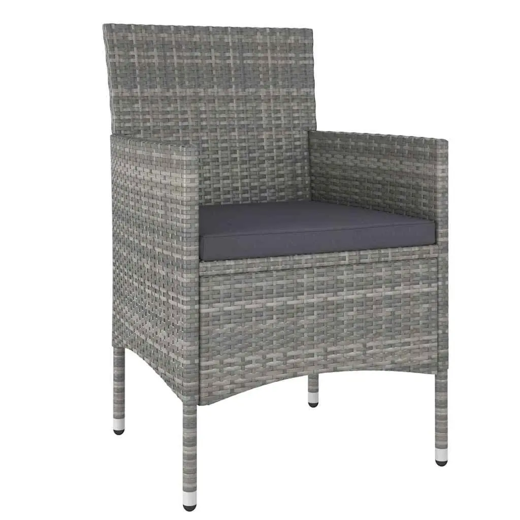 5 Piece Outdoor Dining Set Garden Furniture Rattan Chairs Table Grey Patio