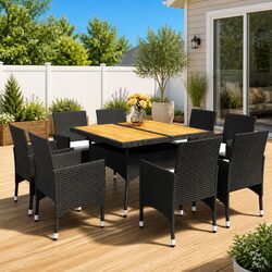 9 Piece Dining Set Specifications: Acacia Wood & Rattan