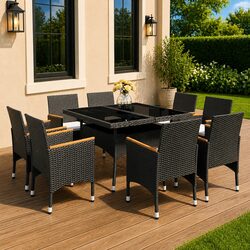 Specifications of 9 Piece Garden Dining Set: Black