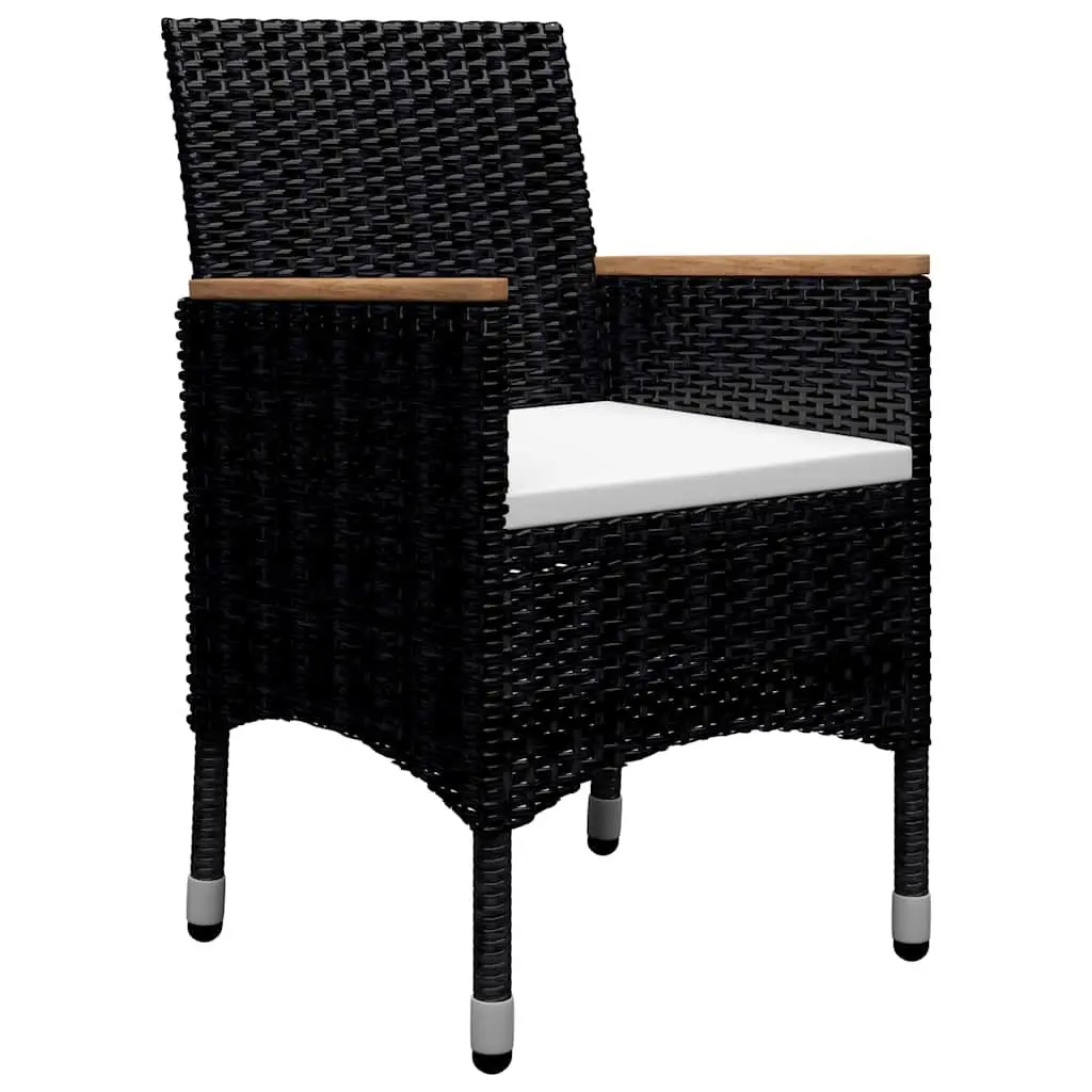 9 Piece Garden Dining Set Outdoor Furniture Poly Rattan Acacia Wood Black