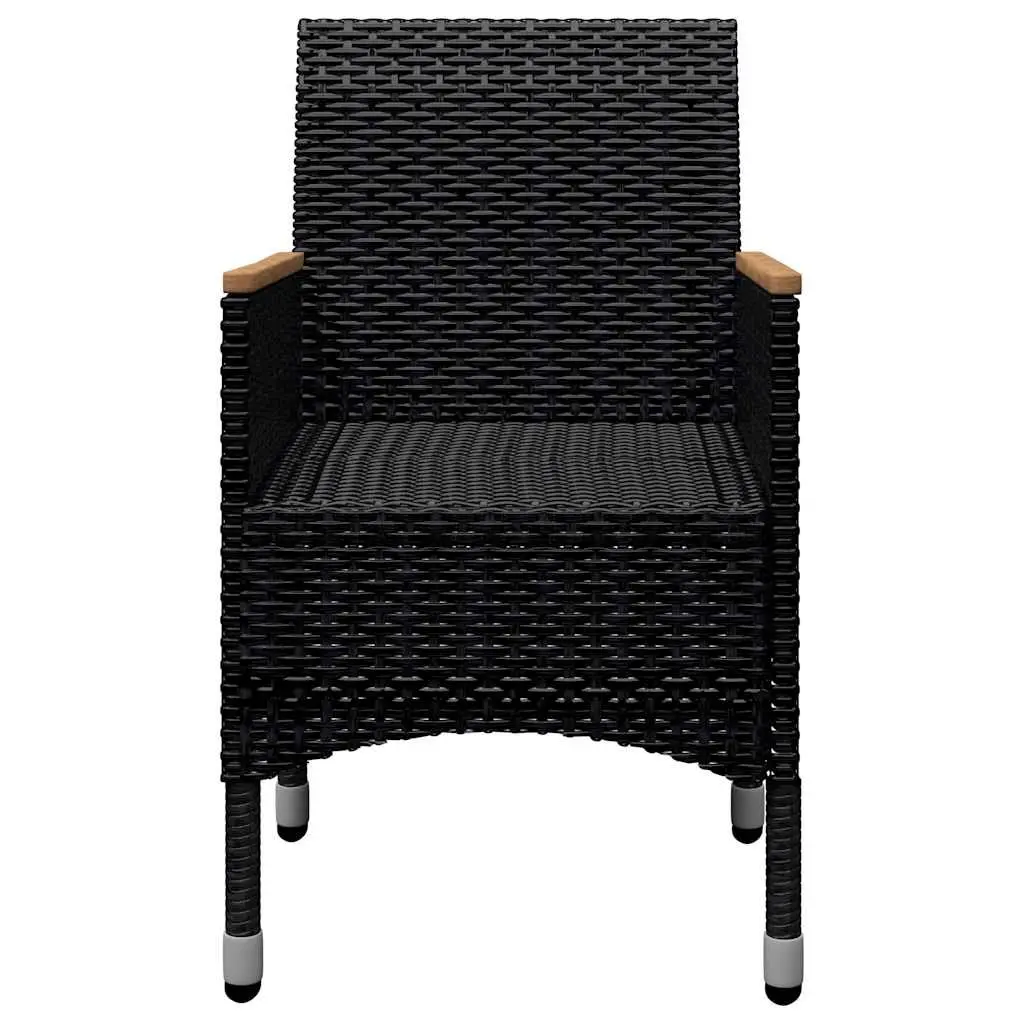 9 Piece Garden Dining Set Outdoor Furniture Poly Rattan Acacia Wood Black