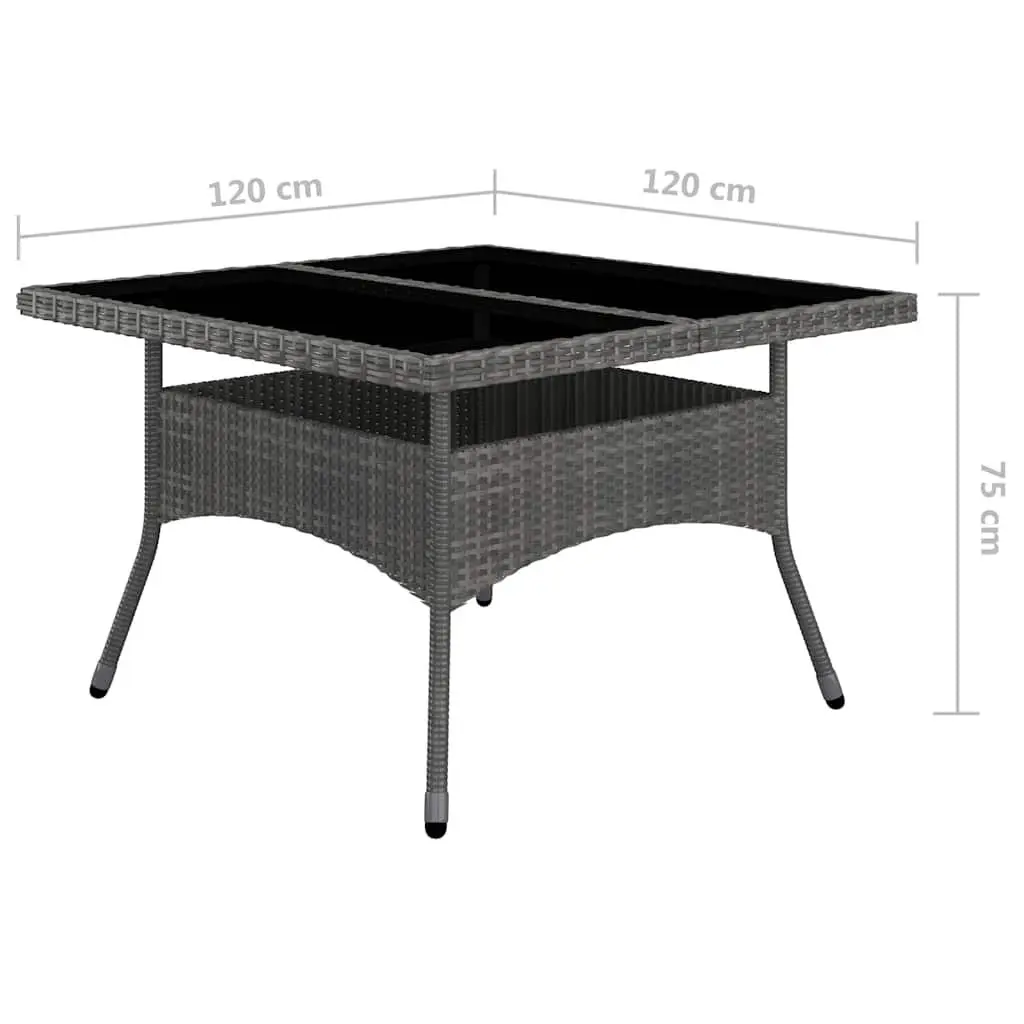 9 Piece Outdoor Dining Set Garden Patio Grey Poly Rattan Acacia Wood Furniture