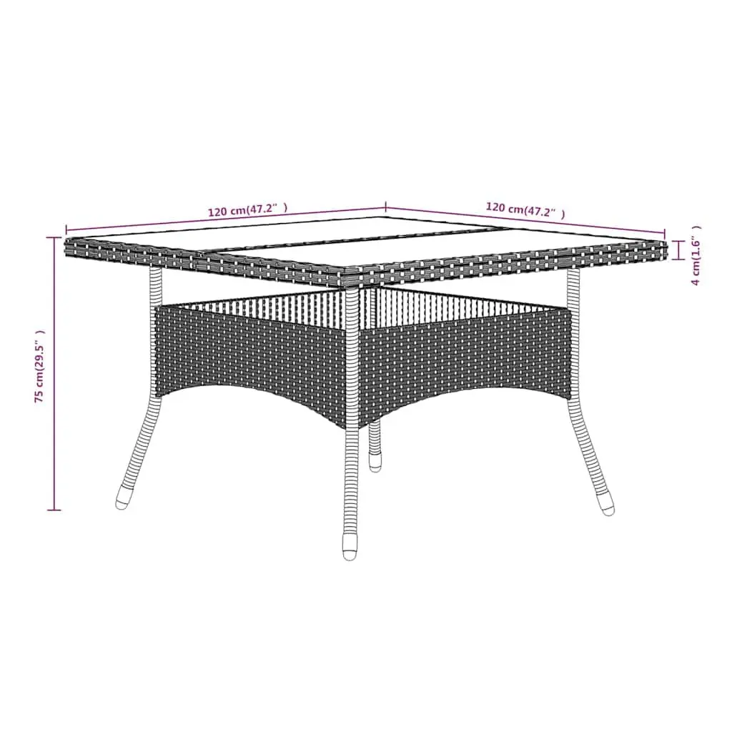 5 Piece Garden Dining Set Poly Rattan Tempered Glass Table Chairs Grey Outdoor