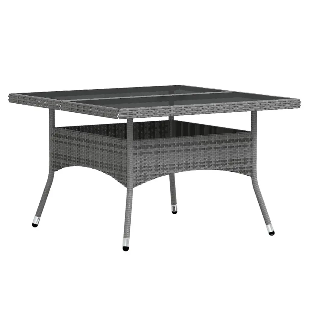 5 Piece Garden Dining Set Poly Rattan Tempered Glass Table Chairs Grey Outdoor