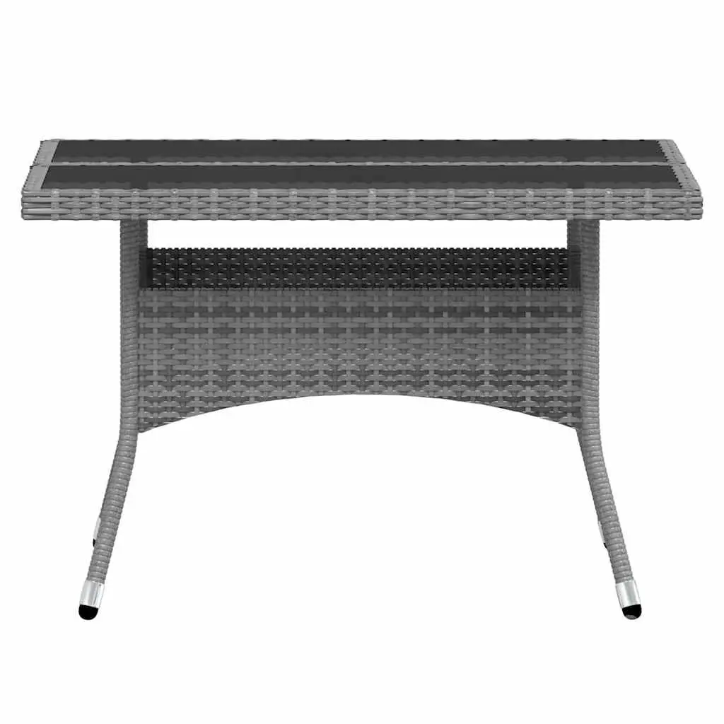 5 Piece Garden Dining Set Poly Rattan Tempered Glass Table Chairs Grey Outdoor