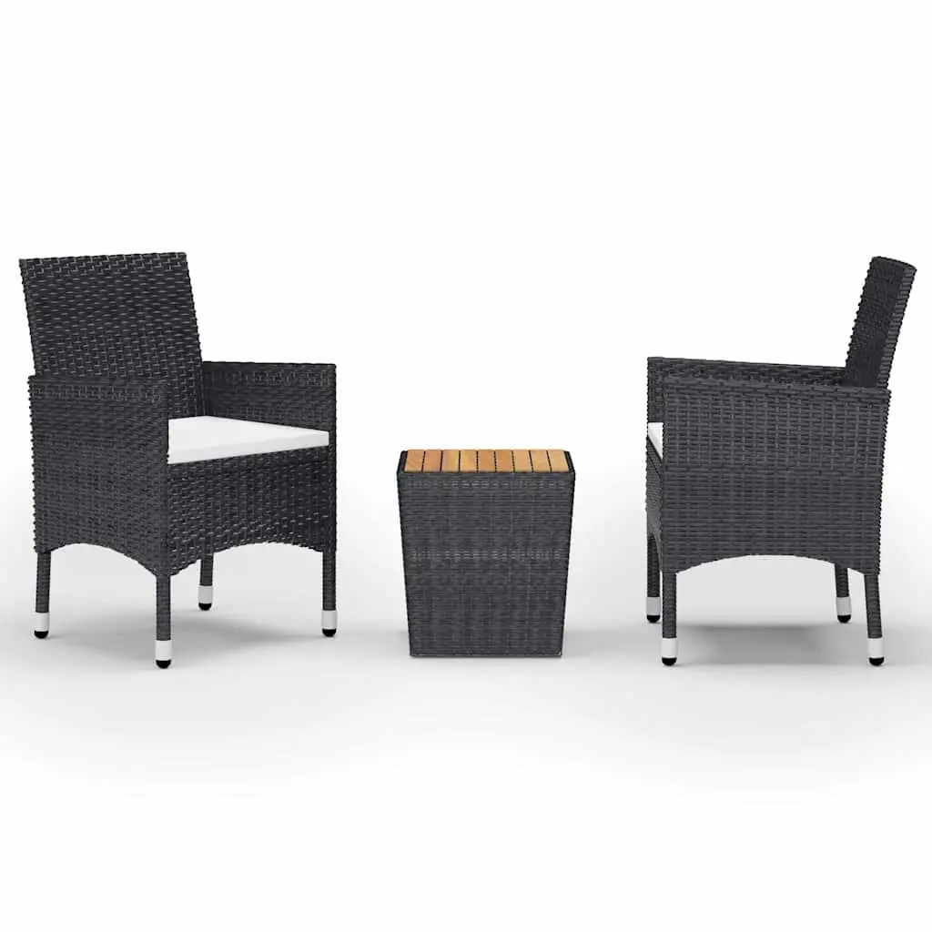 3 Piece Bistro Outdoor Furniture Set for Garden Patio Black