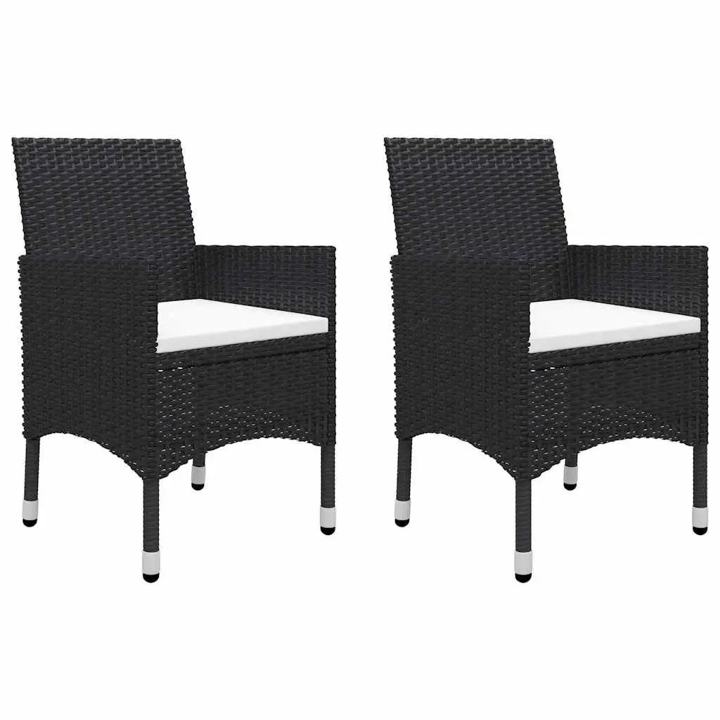 3 Piece Garden Bistro Set Outdoor Patio Furniture Rattan Chairs Table Black