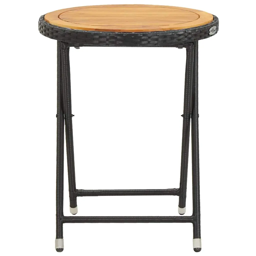 3 Piece Garden Bistro Set Outdoor Patio Furniture Rattan Chairs Table Black