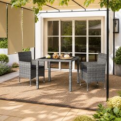 Garden Dining Set: Grey 3 Piece Outdoor Furniture Details