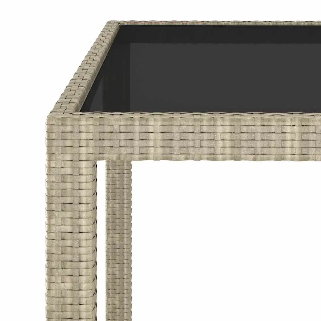 Garden Dining Set 3 Piece Outdoor Furniture Poly Rattan Tempered Glass Beige