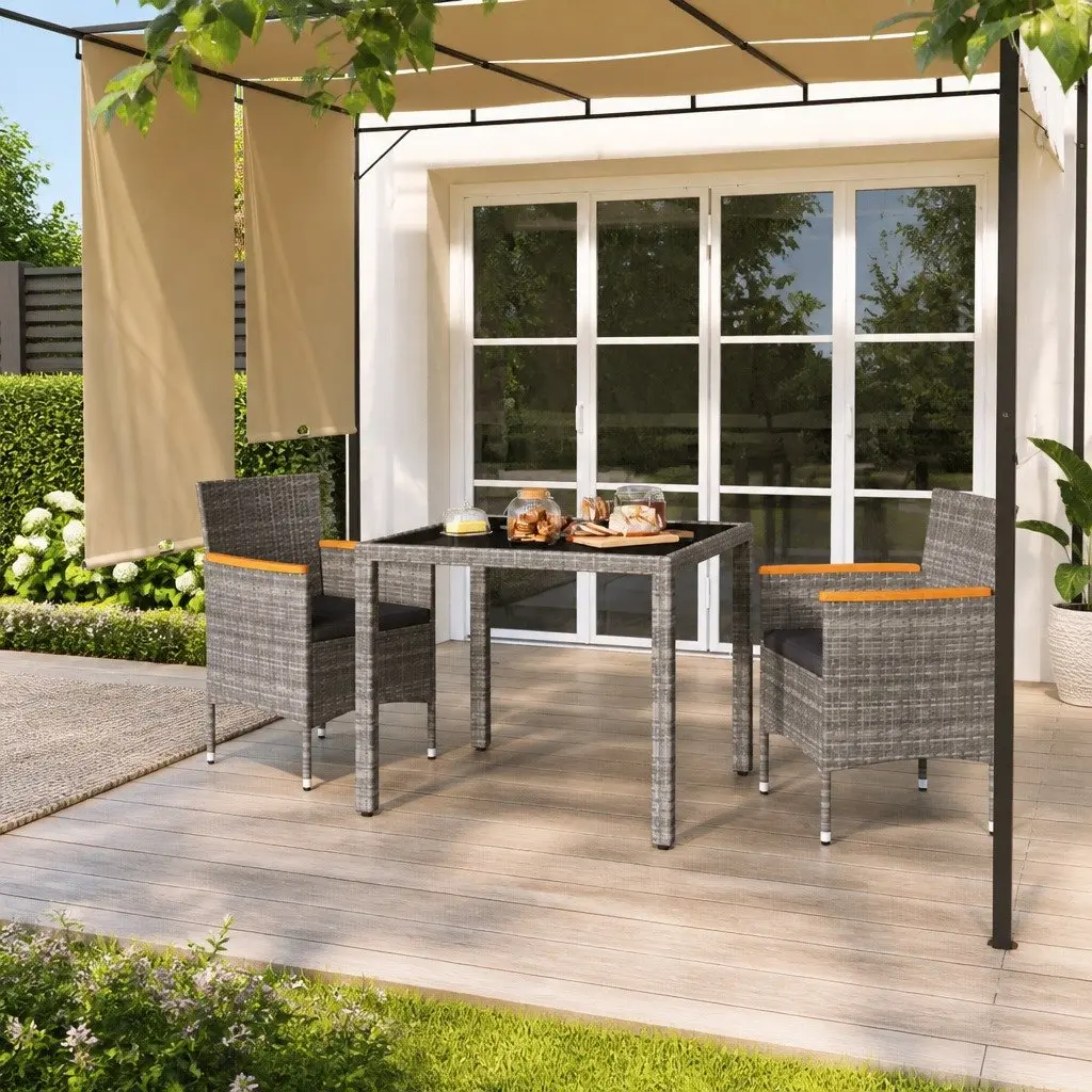 3 Piece Grey Garden Dining Set
