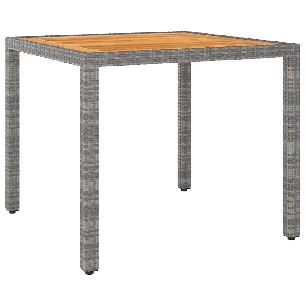 Garden Dining Set Outdoor Use 3 Piece Grey Rattan Wood Table Chairs