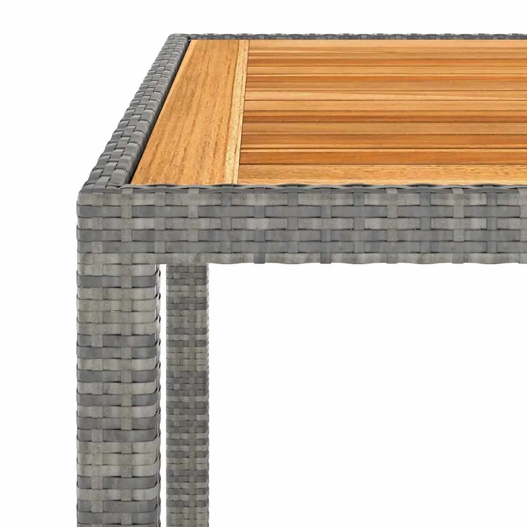 Garden Dining Set Outdoor Use 3 Piece Grey Rattan Wood Table Chairs