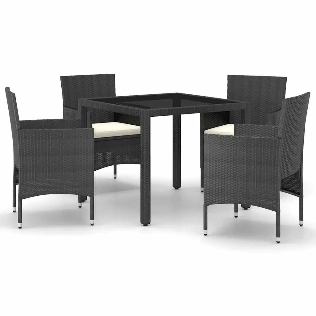 5 Piece Garden Dining Set Patio Furniture Poly Rattan Chairs Table Outdoor Use