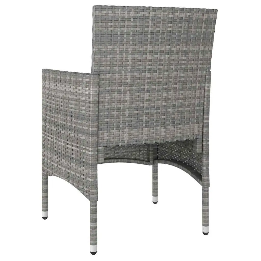 Garden Dining Set Outdoor 5 Piece Rattan Chairs Table Tempered Glass Grey